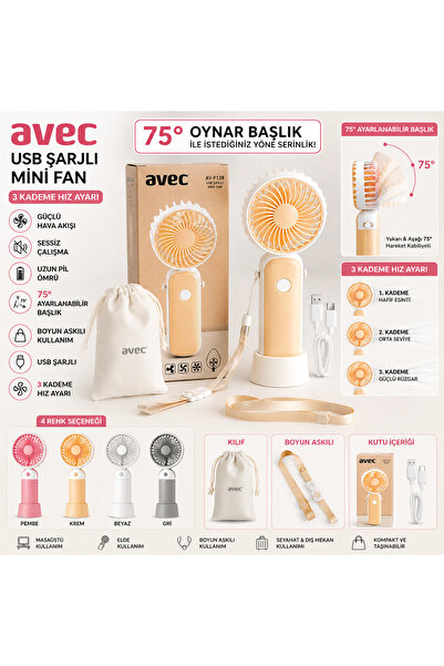 makro usb şarjlı mini el vantilatörü 3 kademeli taşınabilir 75 derece ayarlan...