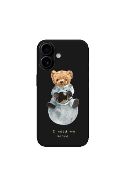 Other Apple Iphone 16 plus Bear in space Black Colored Silicone TPU Θήκη