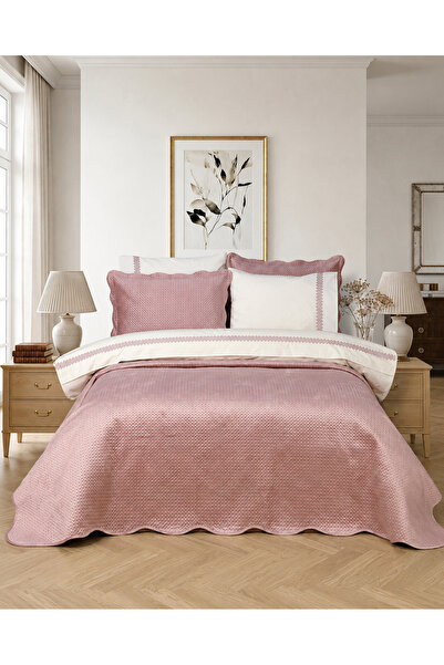 Bella Home Arlena 7 Piece Bridal Set |   Velvet Bedspread, Cotton Duvet Cover...
