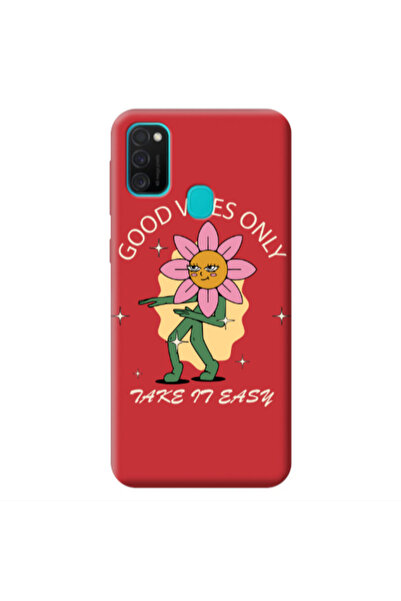 Other Samsung M21 Good Vibes Only Red Colored Silicone TPU Θήκη