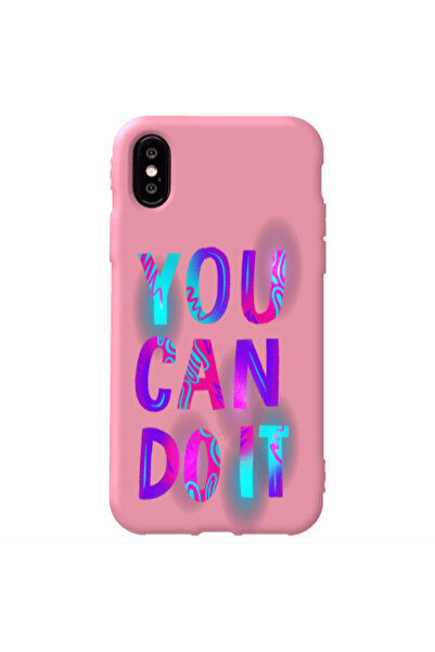 Other Apple iPhone X You Can Doit Pink Colored Silicone TPU Θήκη