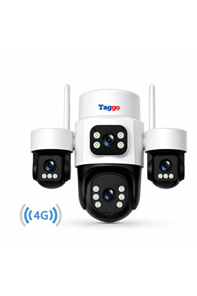 Taggo Cameră de supraveghere Pro Q50 cu 4 lentile, 16MP, conectivitate 4G și ...