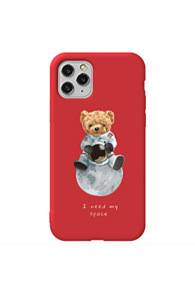 Other Apple iPhone 11 Pro Bear in space Red Colored Silicone TPU Θήκη