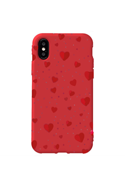 Other Apple iPhone Xs Max Dot hearts Red Colored Silicone TPU Θήκη