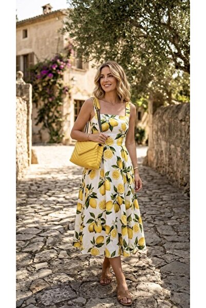Sinem Çeyiz Ald 0275 Yellow Large Size Chain Cross Shoulder Bag