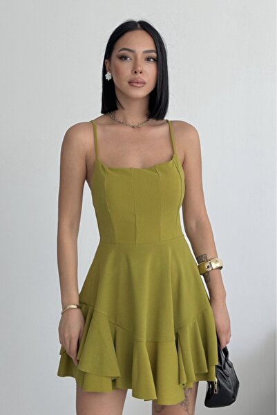 ALFUDO Moda Collection Princess Model Strapless Fat Green Dress