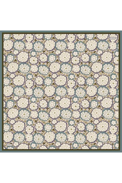 Levidor Green Daisy Pattern Sura Silk Scarf