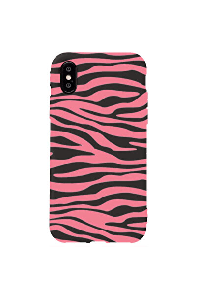 Other Apple iPhone Xs Max Pink Zebra Black Colored Silicone TPU Θήκη