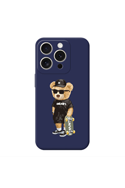 Other Apple iPhone 15 Pro Max Bear with glasses Dark blue Colored Silicone TP...