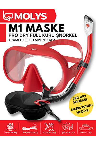 MOLYS M1 PROFESYONEL DALIŞ MASKESİ + MASKE KUTUSU + PRO FULL DRY TAM KURU ŞNO...