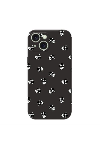 Other Apple iPhone 15 Small Pandas Black Colored Silicone TPU Θήκη