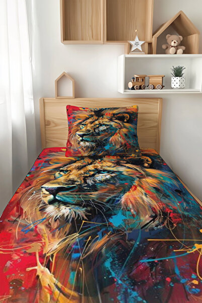 Şen Dekorasyon Colorful Lion Bedspread Set