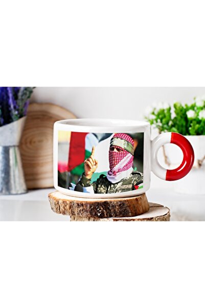 ART HEDİYE Kassam Brigade Luxury Nes Cafe Cup with Red Handles and Printed on...