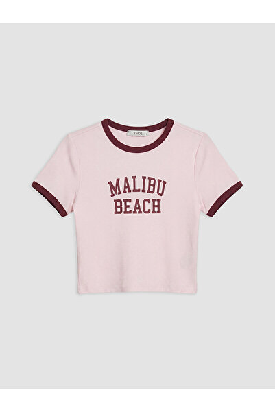 LC Waikiki تي شيرت نسائي مطبوع بياقة بيضاوية من NEVAVM Farkily Malibu