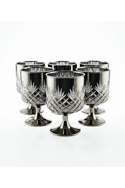 Kristal Market Handmade Cut Crystal Titanium Footed Water Soft Drink