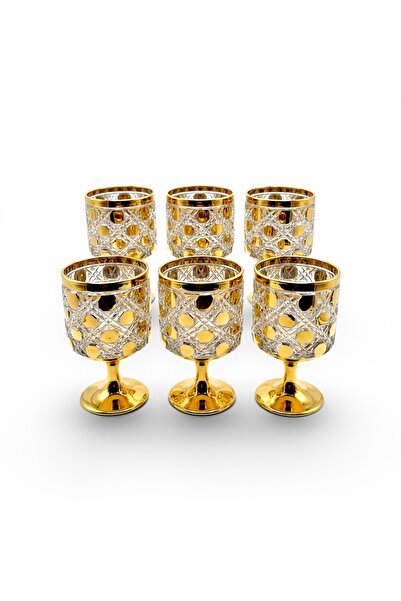 Kristal Market Handmade Cut Crystal Titanium Footed Water Soft Drink