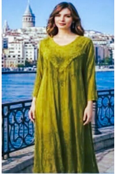 Fibula Otantik standart beden %yüz pamuk işlemeli desenli uzun elbise 36-48 b...