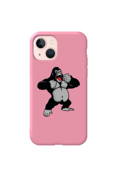 Other Apple iPhone 13 Angry Gorilla2 Pink Colored Silicone TPU Θήκη