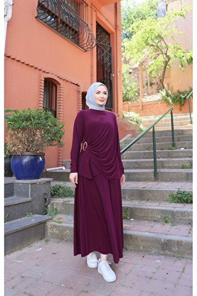 NİSUM MODA Sandy Skirt Suit with Side Buckle