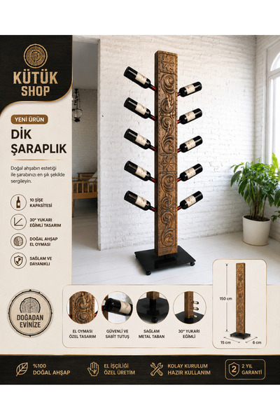 Kütük shop Ahşap oyma dikey stant işaraplık