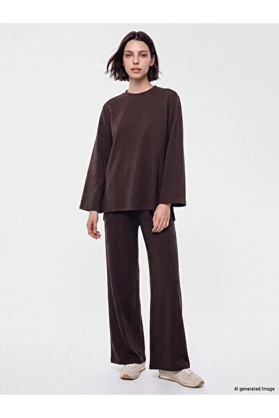 LC Waikiki Lcw Comfort Brown Stone Wide Leg Women's Sweatpants