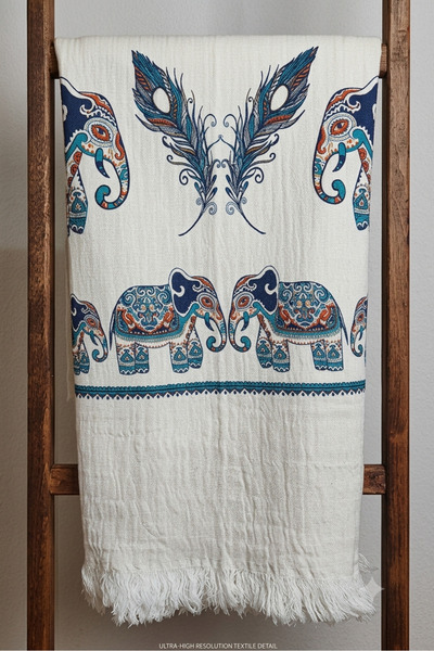 Cadde Dükkanı Fil Baskılı Müslin Peştamal 100x180