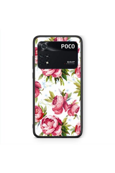 Other Xiaomi Poco M4 Pro 4G Pink Roses Black Glossy Θήκη