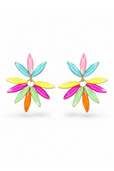 serelya Mixed Color Crystal Stone Lotus Model Women's Earrings