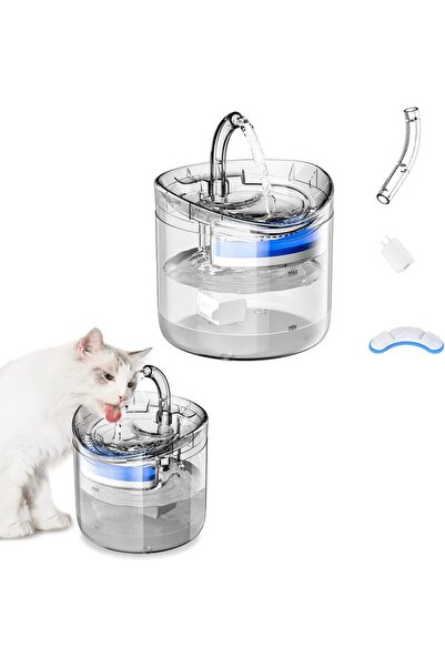SYOSI Cat Water Fountain 1.8L, Cat Fountain with 1 Filter, 3 Water Speed Sett...