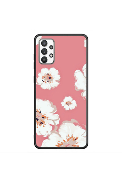 Other Samsung A32 5G White Flowers Black Glossy Θήκη