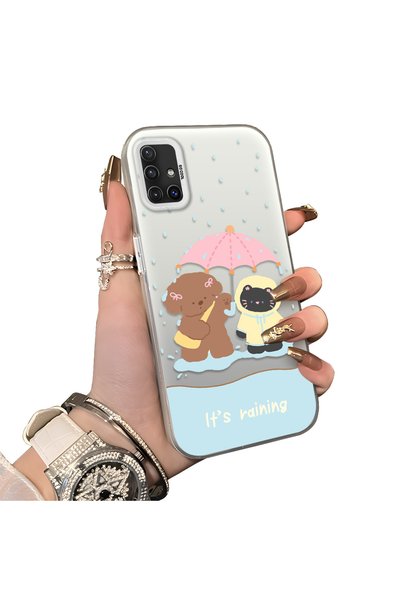 Hontinga Samsung Galaxy A51 Compatible Silicone Edge Hard Back Case Couple Ph...