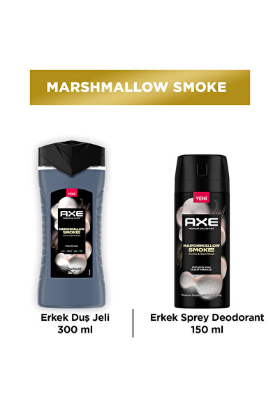 Axe Duş Jeli Marshmallow Smoke 3in1 Vücut Saç Yüz 300 ml + Body Spray Deodora...