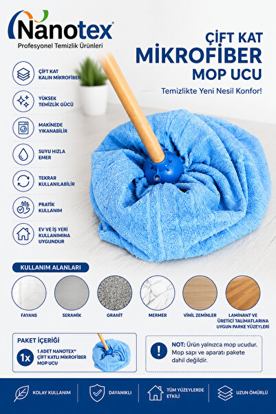 Nanotex ® Çift Katlı Mikrofiber Mop Ucu