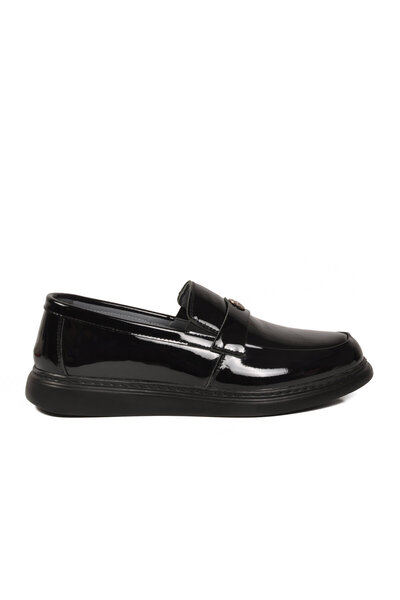 AYAKMOD Black Patent Leather Genuine Leather Men's Casual Shoes 3001-B m
