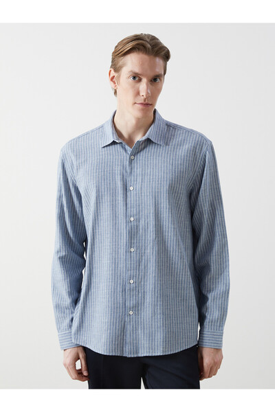 LC Waikiki Nevavm Regular Fit Long Sleeve Striped Men's Shirt with Difference
