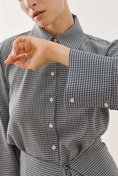 Fahhar Mobile Plaid Shirt Navy Blue
