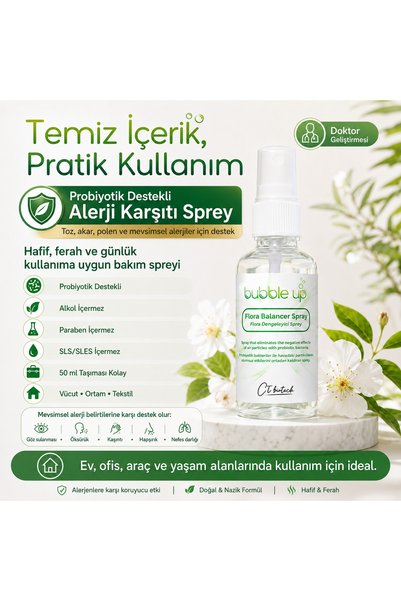 Genel Markalar Bubble Up Toz Akar Polen ve Mevsimsel Alerji Karşıtı Ortam Spreyi 50 ml