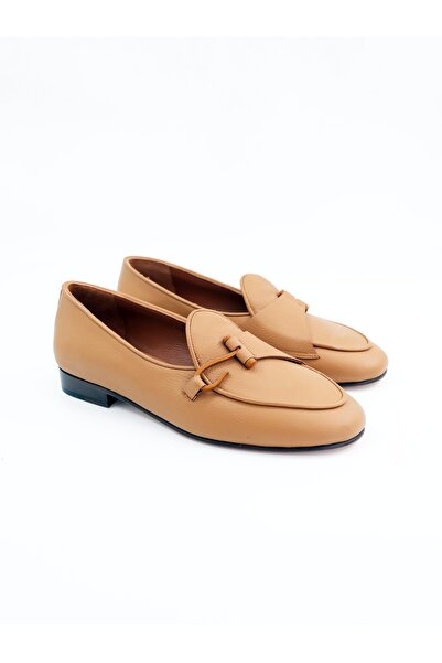 Tenau Women's Genuine Leather Babet Camel