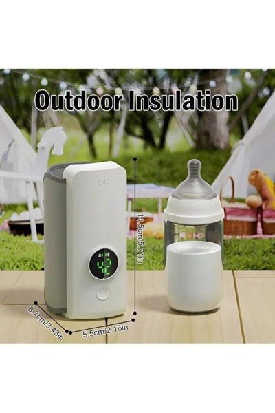 Generic Rechargeable Portable Baby Bottle Warmer with Digital Temperature Display | USB Charging | Adjustable Temperature Milk Warmer for Travel & Home | White
