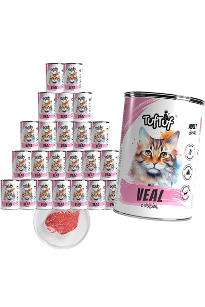 OEM Hrană umedă pisici, TufTuf, 24x400g, Carne Vițel Tocat, Pisici Adulte, Su...