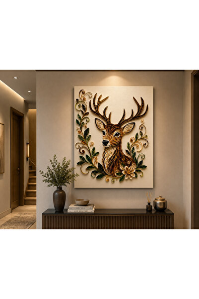 Mgi Design Canvas Painting with Deer Figure |   Quilling Art Look Decorative ...