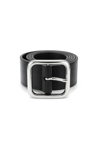 SHAKA Black Shk3019 Women's Thick Faux Leather Waist Belt with Silver Buckle