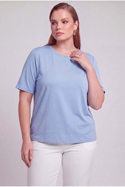RMG Crew Neck Large Size Cotton T-Shirt Blue