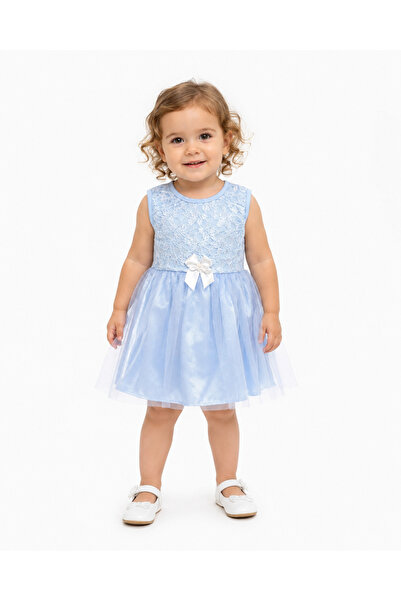 Generic Baby Girls Lace Tulle Party Dress Age 2, Baby Blue | Sleeveless Desig...