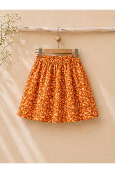 KÜÇÜĞÜM BUTİK Orange Floral Girl's Skirt