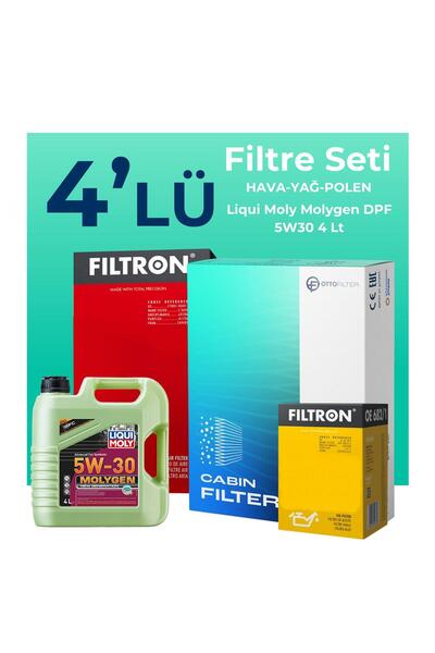 Filtron Opel Astra J 1.4 Turbo Filtre Bakım Seti Liqui Moly Motor Yağlı (2010-2018) 4 Lü