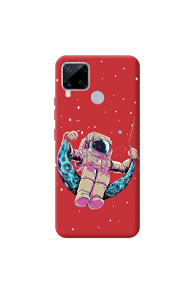 Other Realme C25S Astronaut swinging on the moon Red Colored Silicone TPU Θήκη