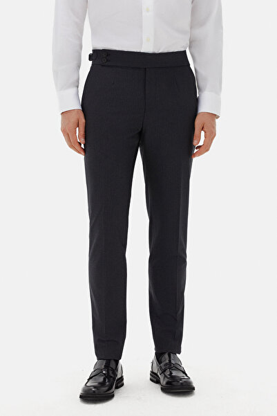 Damat Slim Fit Antrasit Çizgili Kumaş Pantolon