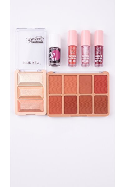 Soft Velvet Blush and Lip Bundle - Highlighter, Lip Tint, and Lip Oil