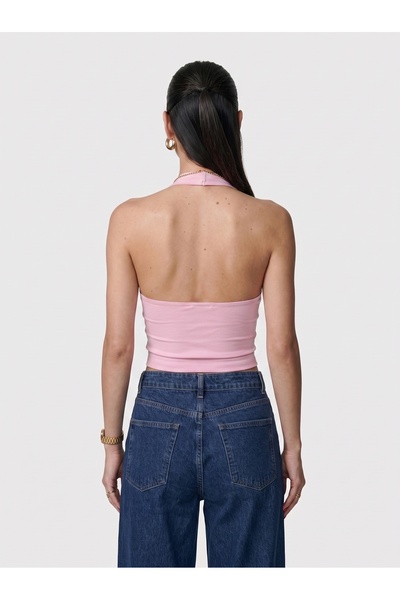 Noe Collection Women's Halter Neck Slim Fit Backless Slim Fit Basic Bodysuit
